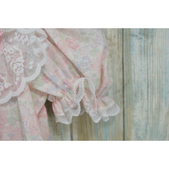 Vintage Bryan Girls 4T Pink Lace Floral Dress Back Button Ruffle Gown RARE - Picture 5 of 11